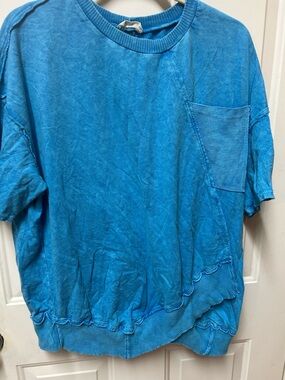 Washed Blue Short Sleeve Pocket Tee